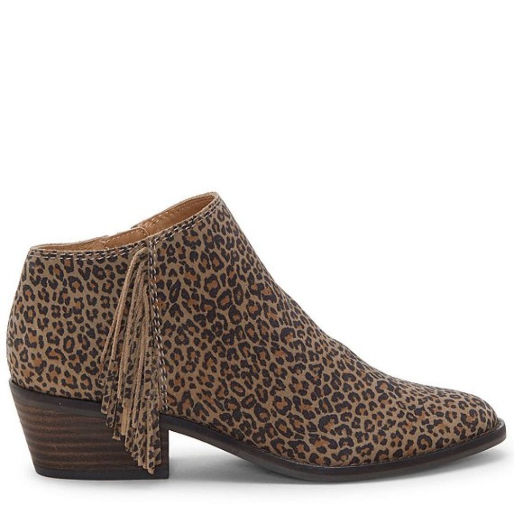 Lucky Brand Felisie Suede Leopard Fringe Booties - Picture 3 of 12